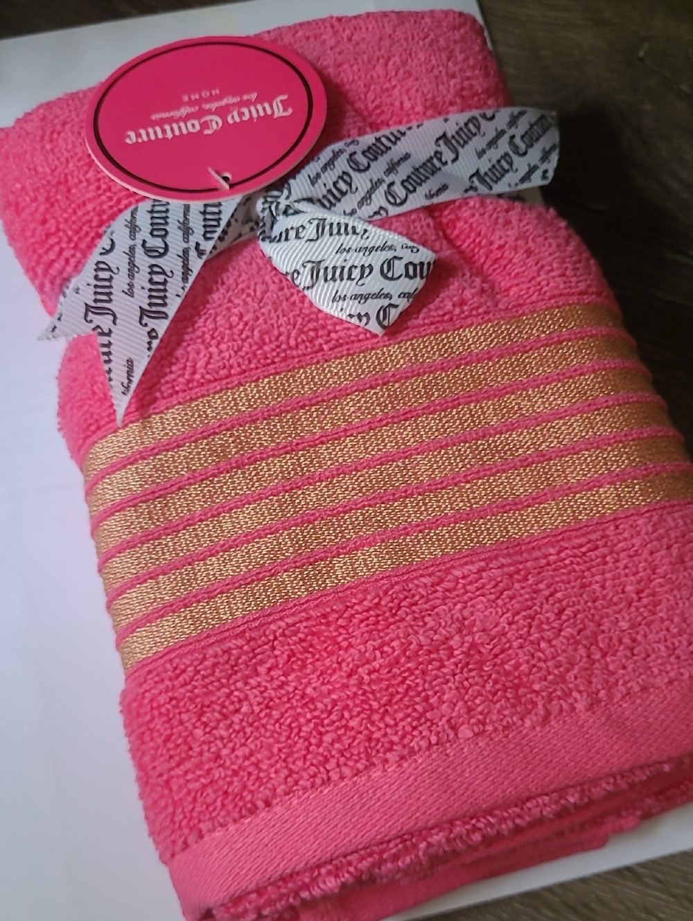 Juicy Couture Hot Pink Hand Towels with Gold Accent You Will Get Two Towels